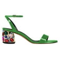 thumbnail image 2 of FSJ Women Gem Studded Open Toe Strappy Sandals Glossy Ankle Strap Low Chunky Heels Party Dressy Summer Buckle Shoes Size 10.5 Green, 2 of 4