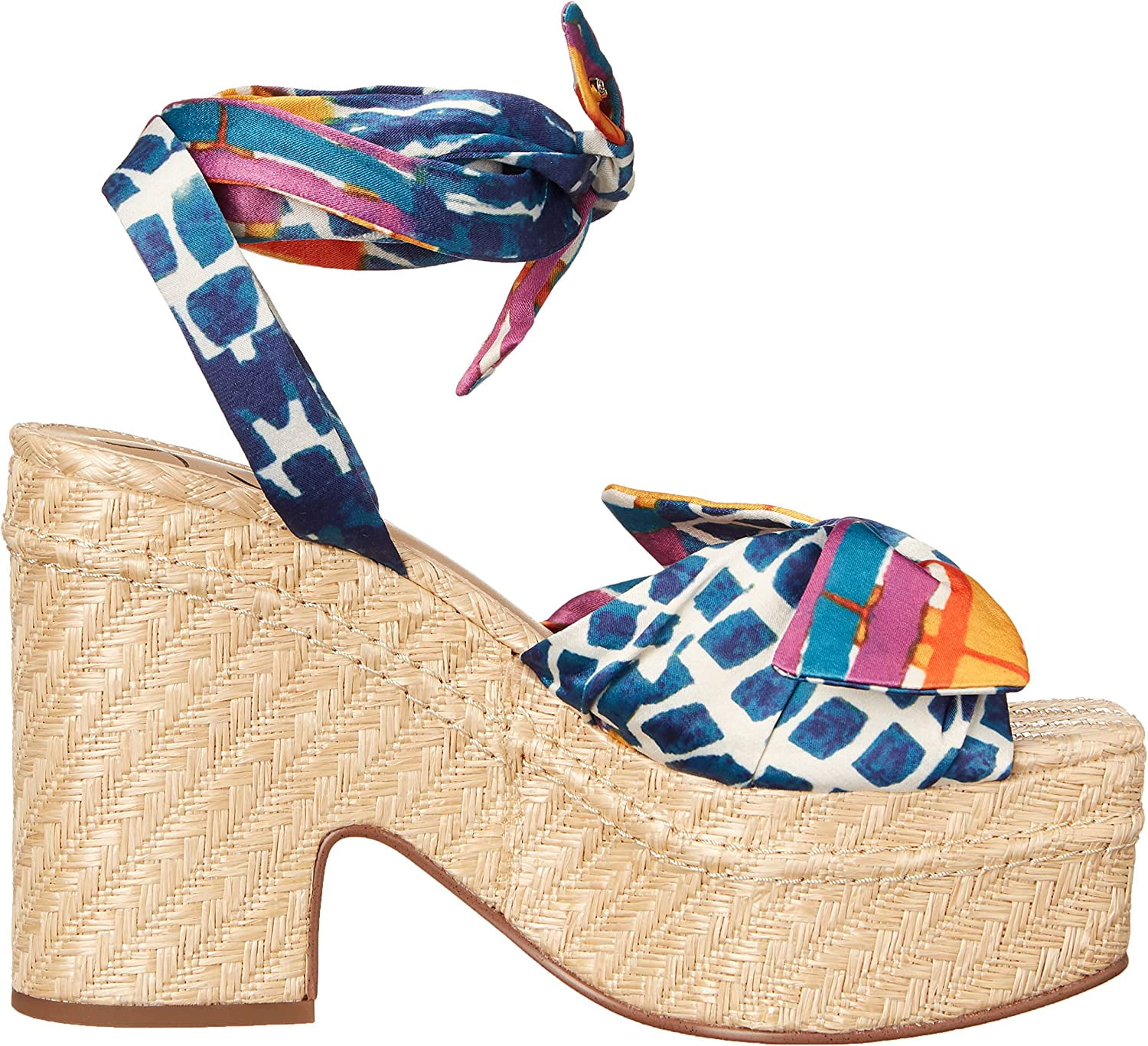 Sam Edelman Tula Caspian Blue Multi Squared Open Toe Wedge Block Heeled  Sandals (Caspian Blue Multi, 5) - Walmart.com