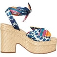 thumbnail image 6 of Sam Edelman Tula Caspian Blue Multi Squared Open Toe Wedge Block Heeled Sandals (Caspian Blue Multi, 8.5), 6 of 6