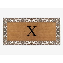 A1HC Natural Coir and Rubber Paisley Monogrammed Doormat, 30"x60", Heavy Duty Outdoor Front Door Mat, Durable Easy-Clean Bronze Rug