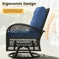 thumbnail image 5 of ELPOSUN 3 Pieces Patio Furniture Set, Outdoor Swivel Gliders Rocker, Wicker Patio Bistro Set with Rattan Rocking Chair, Glass Top Side Table and Thickened Cushions for Porch Deck Backyard, 5 of 9