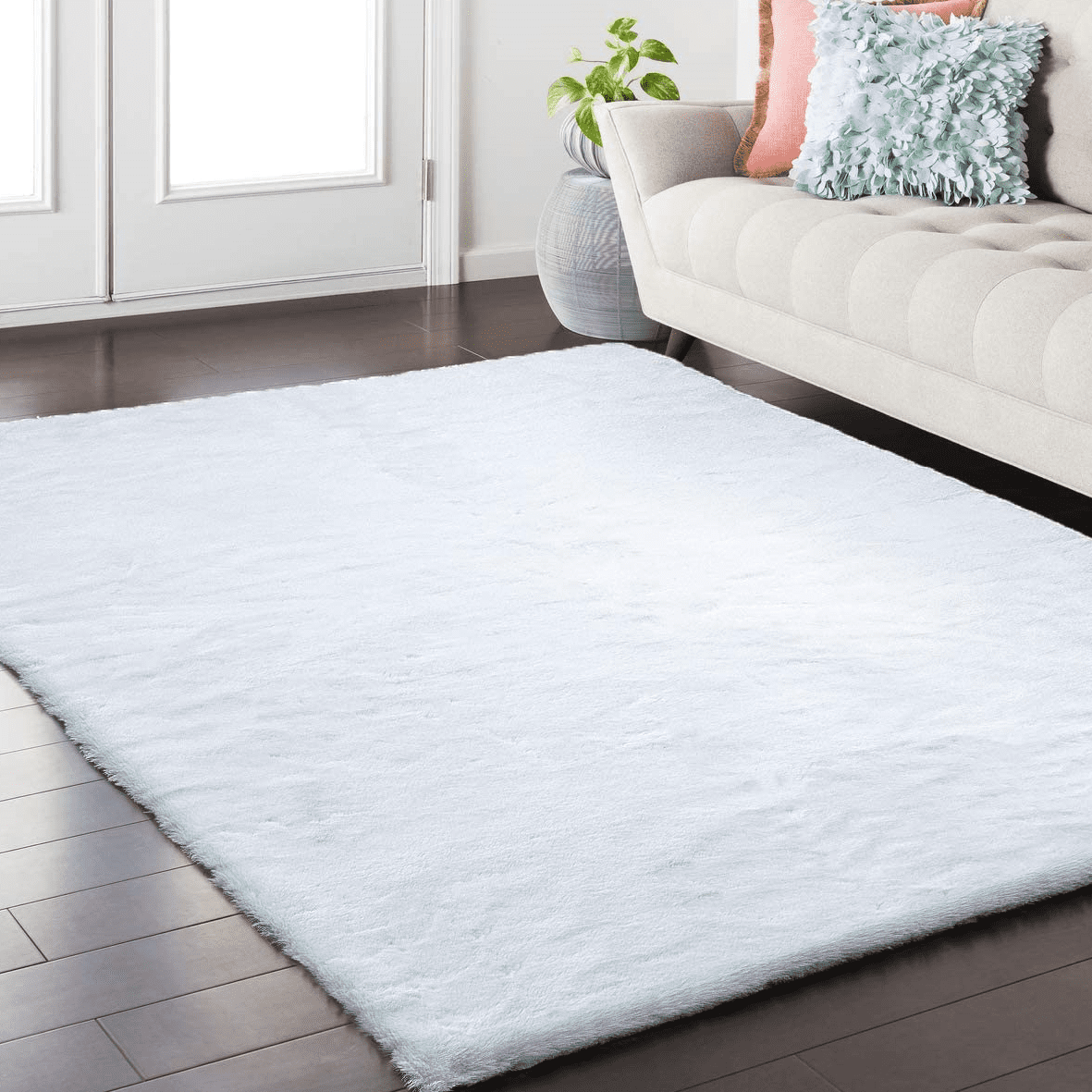 Premium Faux Fur Area Rug, Fluffy Rabbit Shag Carpet