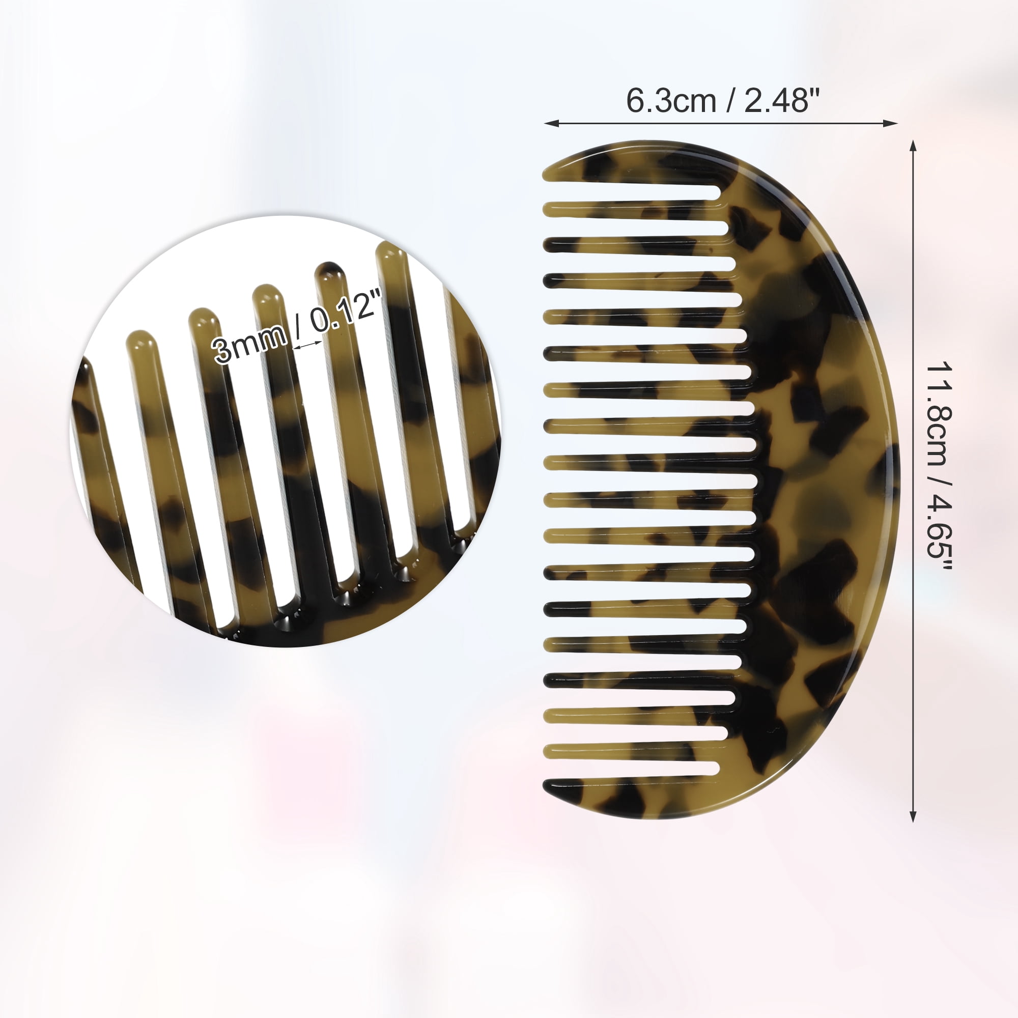 Unique Bargains 1Pc Women Detangling Half Round Wide Tooth Comb Brown