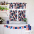 thumbnail image 6 of Independence Day Kitchen Curtains Valances 3 Piece Set, US Flag Gnome Truck HOME Stars Wood Grain Rod Pocket Tier Curtain and Valance Drapes for Small Window 36 Inch Length for Bedroom Cafe, 6 of 9