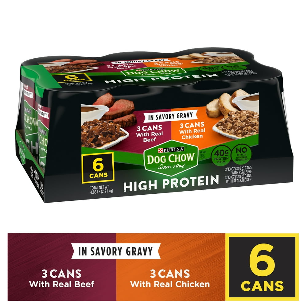 (6 Pack) Purina Dog Chow High Protein Gravy Wet Dog Food, High Protein