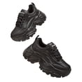 thumbnail image 3 of LUCKY STEP Chunky Sneakers for Women Fashion Platform White Leather Casual Dad Shoes,Black, 3 of 5