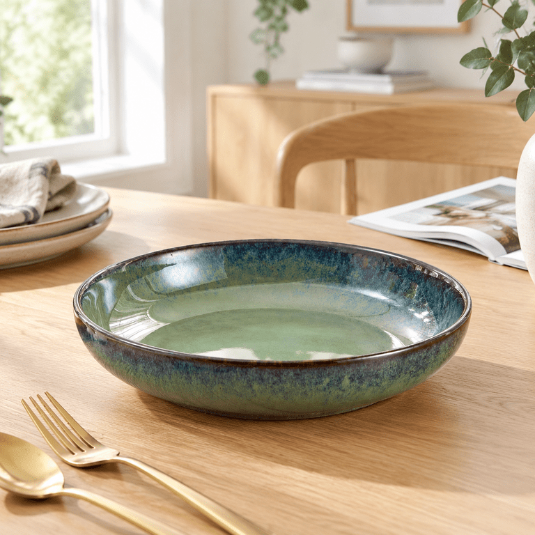 Light Green 10 Inch Ceramic 50 Ounce Large Serving Bowl for Pasta Salad ...