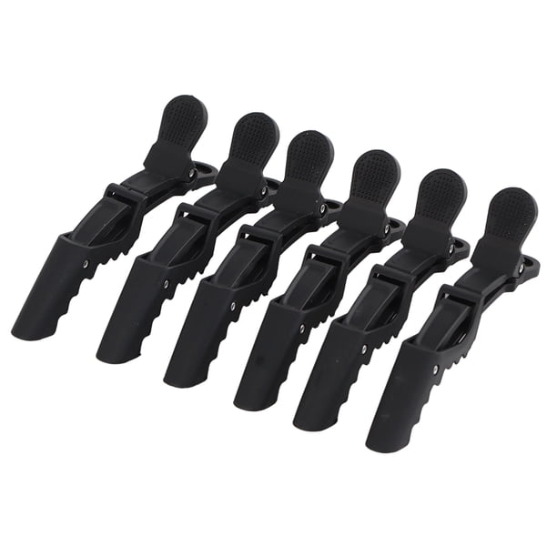 6 pinzas para el pelo de salón de moda, pinzas de cocodrilo para peluquería, herramientas de peinado (negras)