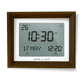 thumbnail image 1 of Alfajr CF-19 White Clock with Detachable Azan Clock Solid Wood Dark Brown Frame, 1 of 1
