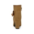thumbnail image 4 of BLISSFUL STEP Women's Boots Faux Suede Ankle Booties Block Heel Round Toe Buckle Side Zip Boots Brown 5.5, 4 of 8