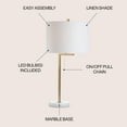 thumbnail image 5 of JONATHAN Y Alyssa 24.5" Metal/Marble LED Table Lamp, Brass Gold/White, JYL1043A, 5 of 8