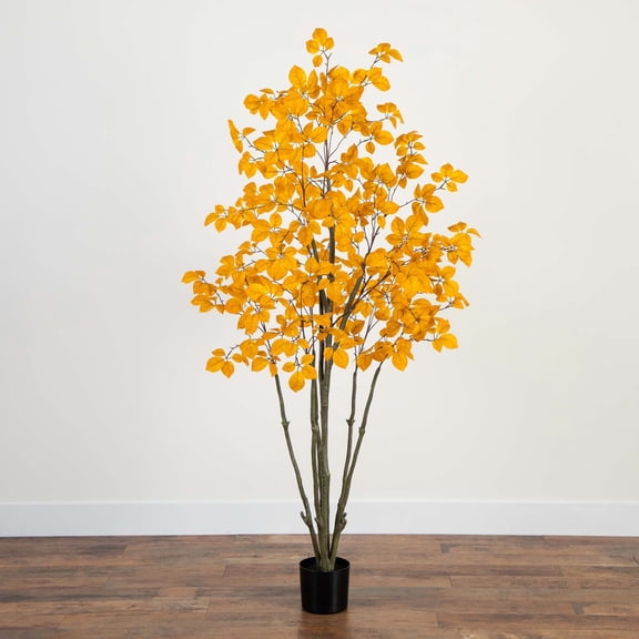 Nearly Natural Oyama Magnolia Artificial Potted Tree - 6' - Orange