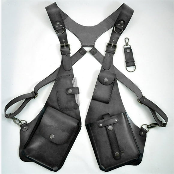 ShunRuiPi Sac à Bandoulière Anti-Vol pour Hommes, Sangle en Cuir Réglable, Portefeuille Extérieur, Noir