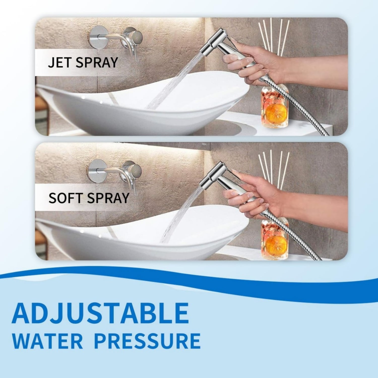 Handheld Bidet Sprayer for Toilet,Stainless Steel Handheld Sprayer Kit,Upgraded Jet Sprayer for Toilet w/Leakproof Hose, High Pressure Bathroom Bidet Sprayer Set Muslim Shower