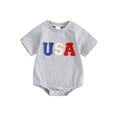 thumbnail image 2 of Aojekbee Baby Boys Independence Day Romper Short Sleeve Crewneck Letter Embroidery Romper, 2 of 10