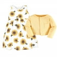 thumbnail image 3 of Hudson Baby Infant Girl Cotton Dress and Cardigan Set, Sunflower, 0-3 Months, 3 of 5