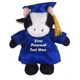 thumbnail image 2 of Made by Aliens Plush Stuffed Animal Toys 8 Inches Present Gifts for Graduation Day, Personalized Text, Name or Your School Logo on Gown, Best for Any Grad School Kids (Graduation Cow Blue Gown), 2 of 2