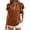 Coffee, variant on OSOLU Solid Color Women Tops Puff Short Sleeve Shirts Pleated T-Shirt Tee Tops Dressy Casual Business Trendy Summer Tunic Blouse