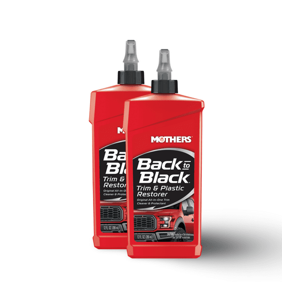 2PC Mothers Back-To-Black Plastic and Trim Restorer Liquid 12 oz