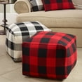 thumbnail image 2 of Saro Lifestyle PU9025.R 20 x 20 x 14 in. Buffalo Plaid Pouf, Red, 2 of 5