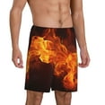 thumbnail image 2 of Uemuo Fiery Orange Flames Energy Pattern Men's Short Pajama Pants – Soft & Breathable Lounge Shorts, Elastic Waistband with Pockets, Lightweight Sleepwear for All-Season Comfort-3X-Large, 2 of 6