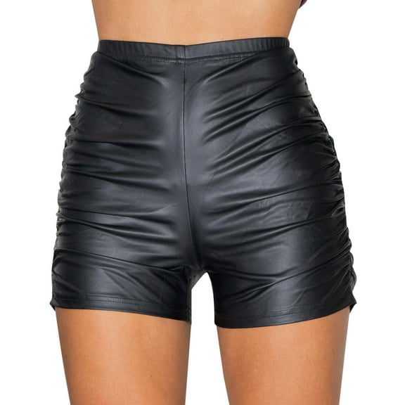Women's Pu Leather Shorts High Waist Stretchy Tight Party Nightclub Shorts
