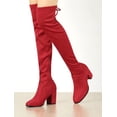 thumbnail image 2 of Botas Altas Hasta La Rodilla Talón Grueso Punta Redondeada Para Mujer Rojo 41, 2 of 7