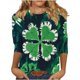 thumbnail image 5 of Xuyuer St. Patrick's Day Womens Fashion 3/4 Sleeve Round Neck Casual Cute T Shirts Shamrock Printed Graphic Tunic Blouses Tee Casua Basic Business Work Tops, 5 of 5
