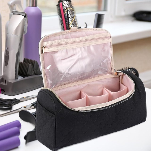 Bolsa de almacenamiento para rizador de pelo, estuche de Herramienta de Peinado de viaje para accesorios profesionales portátiles para rizador de pelo Negro