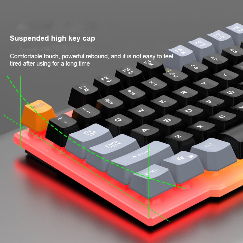 Wired keyboard - 104-key full-size backlit keys, ergonomic design, media keys and shortcut keys, Windows laptop desktop plug-and-play USB efficient typing, comfortable typing, computer keyboard