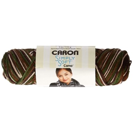 Caron Simply Soft Camo Yarn, 4 Ounce, Mash Camo, Single Ball