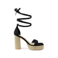 thumbnail image 3 of BLISSFUL STEP Women's Square Toe Lace Up Block High Heel Platform Sandals Black (Size 7), 3 of 7