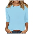 thumbnail image 1 of CHUANK T-Shirts pour Femmes à Manches Trois-Quarts, Coupe Ajustée à Motif Floral, T-Shirts Blancs, Chemises pour Femmes, Manches 3/4 au Coude, Col Rond, Chemises Décontractées pour Femmes, Liquidation, Blouses et Hauts Boho, Vert TG, 1 of 5