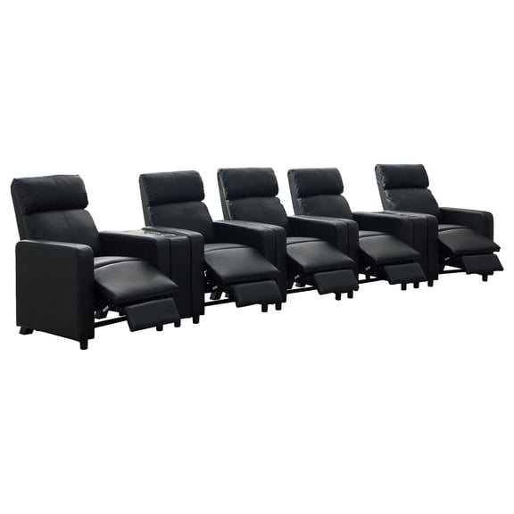 Toohey Upholstered Tufted Recliner Living Room Set Black