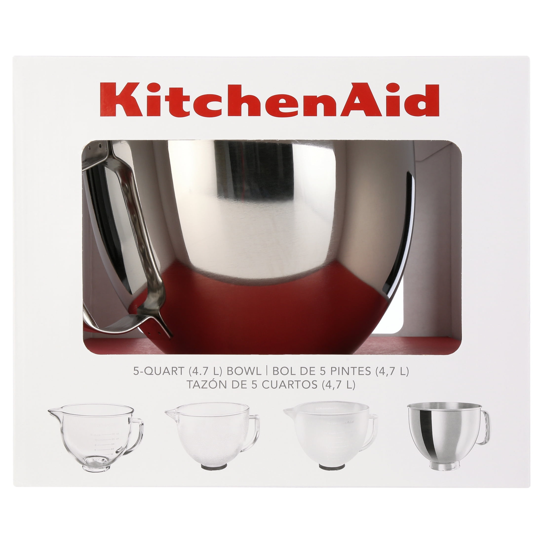 KitchenAid 5 Quart Bowl-Lift Polished Stainless Steel Bowl with Flat Handle  - K5ASBP, Silver