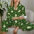thumbnail image 6 of Cauagu St. Patrick's day 6 Print Women's Long-Sleeve Pajamas Set Soft Pj Lounge Sets Button Down Sleepwear for Women 2 Piece Pjs Set with Long Pants-Large, 6 of 7