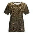 thumbnail image 5 of YEJIMAN Short Sleeve T-shirt, Gold Oversized Tshirts For Women, Women's Short Sleeve Sequin Print Fashionable Round Neck Casual T Shirt,, 5 of 5