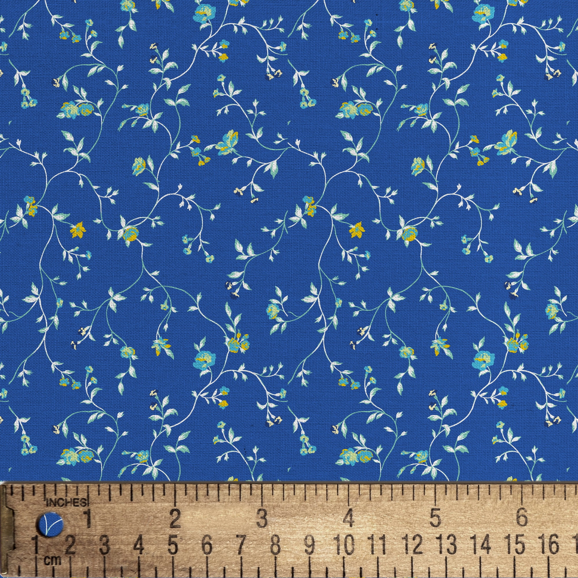 1 Yard 100% Cotton Spring Vines, Blue, 44" Wide for Quilting & Sewing by David Textiles