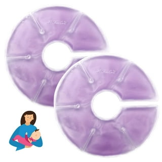 [6 Piece Set] XL 8” Hot Cold Nursing Pads - 4 Breast Gel Pads & 2 Fleece  Sleeves - Mastitis Relief Breast Therapy Pack - Breast Engorgement Relief 