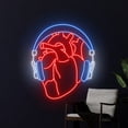 thumbnail image 3 of Handmadetneonsign Heart Headphone Neon Sign, Heart Headphone Led Sign, Wall Decor, Heart Headphone, 3 of 5