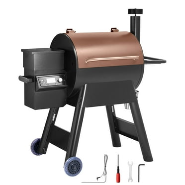 KFFKFF 575 sq in Wood Fired Pellet Grill and Smoker, BBQ Grills LCD Screen Controller for Outdoor Cooking, Patio and Backyard, Bronze Black