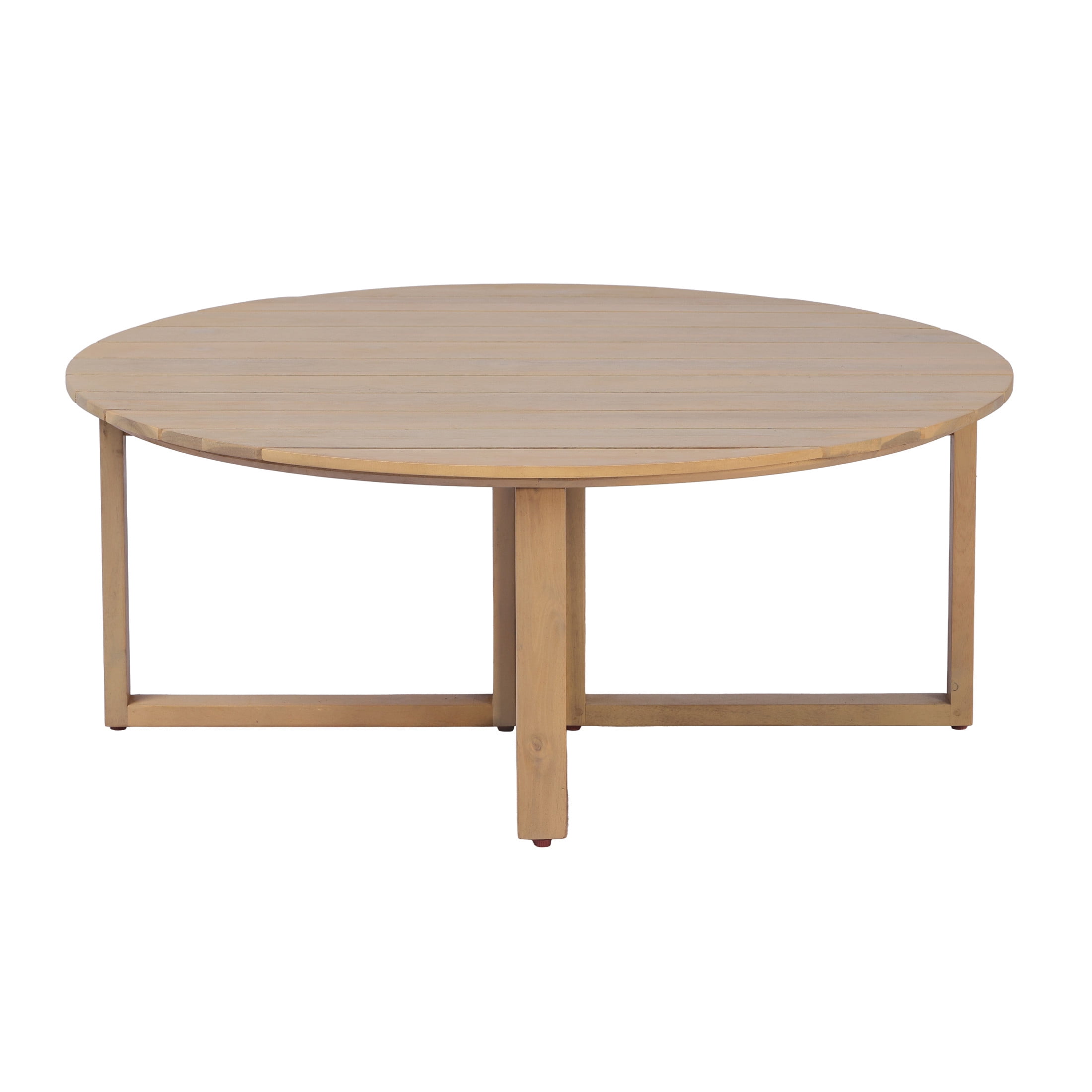 Christopher Knight Home 35" Round Outdoor Acacia Wood Coffee Table with Slatted Top, Light Teak