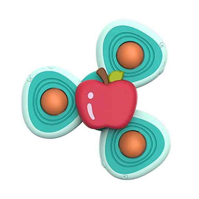Adorable juguete giratorio con ventosa para baño de bebé, juguetes educativos de frutas manzana