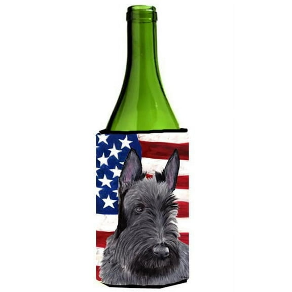 Usa American Flag With Scottish Terrier Wine bottle sleeve Hugger - 24 oz.