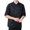 thumbnail image 3 of BELOVING 3/4 Sleeve Chef' Jacket Kitchen Cook Coat Uniforms Unisex Black, 3 of 10