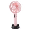 thumbnail image 3 of Mini ventilador portátil con base, recargable por USB, aspas grandes y potentes, ideal para viajes y el hogar, color rosa, 3 of 8