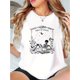 thumbnail image 1 of Camiseta informal con estampado de calavera para mujer: cómoda camiseta de manga corta con cuello redondo, mezcla de algodón elástico, lavable a máquina, perfecta para verano y para practicar deportes, 1 of 7