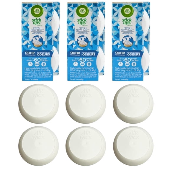 6 Pc Air Wick Stick Ups Air Freshener Neutralize Odors Aroma Crisp Breeze Scent