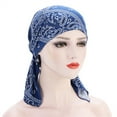 thumbnail image 2 of ZHENHONG Turbans for Women Women's Casual Floral Printed Head Hat Cap Headwear Muslim Turban Cap Turban Head Wraps, 2 of 2