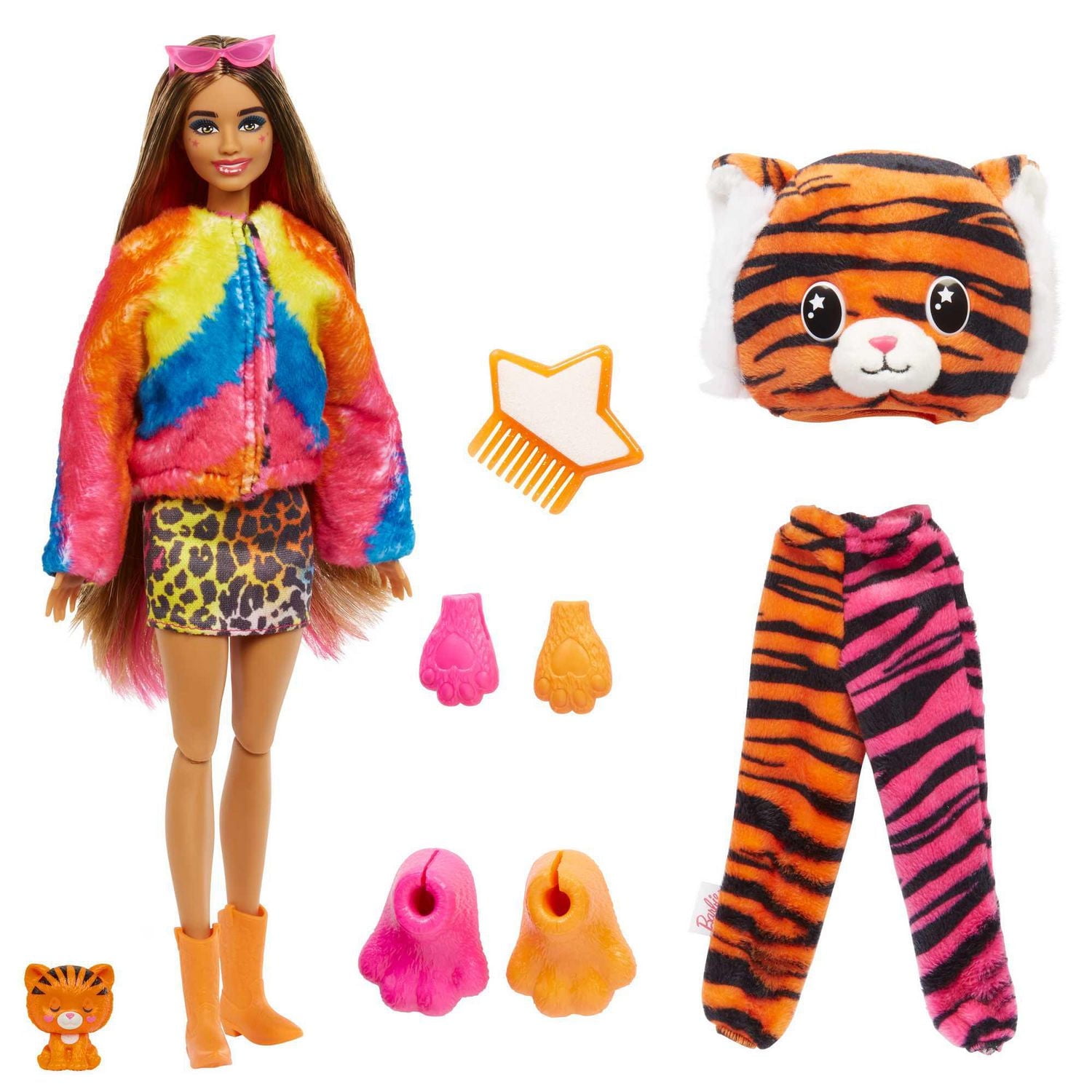 Barbie Dolls and Accessories, Cutie Reveal Doll, Jungle Series Tiger
